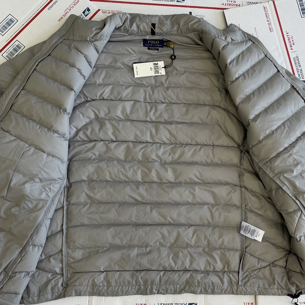 $268 Men’s Polo Ralph Lauren Grey Classics Puffer Bomber Jacket Coat 2X 2XL 2XB - Picture 9 of 15